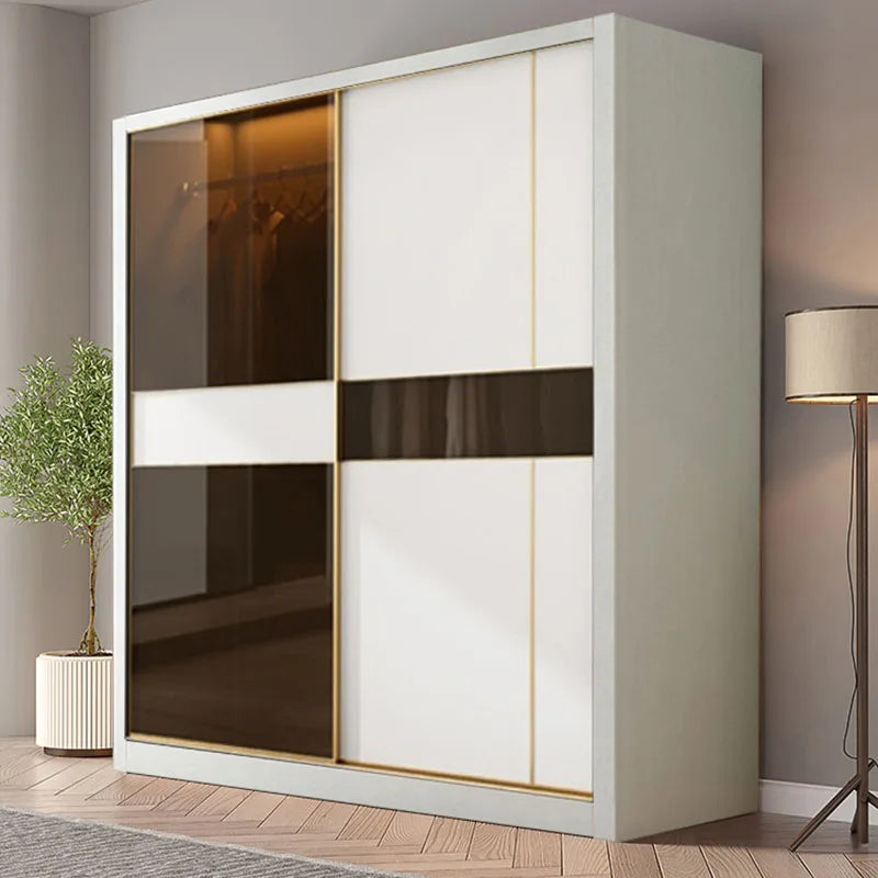 Compact Wooden Armored Closet – Simple Bedroom Wardrobe with Chest Drawers for Storage.