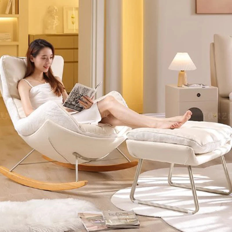 Nordic Design Pink Recliner Chair – Luxury Rocking Chair