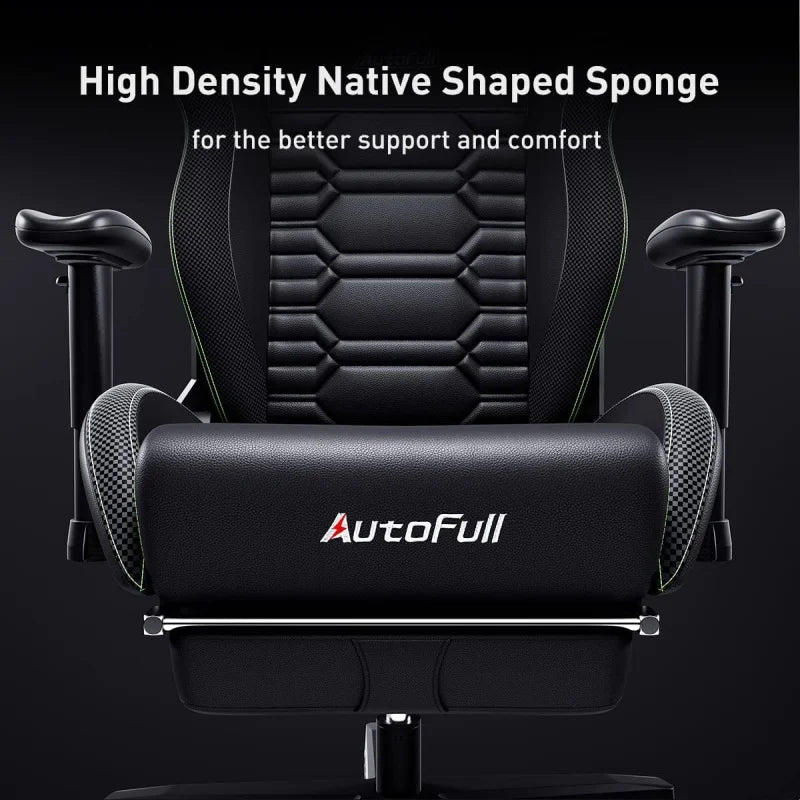 Gaming chair pc chair with ergonomics lumbar support, racing style PU leather high back adjustable swivel task chair with footre