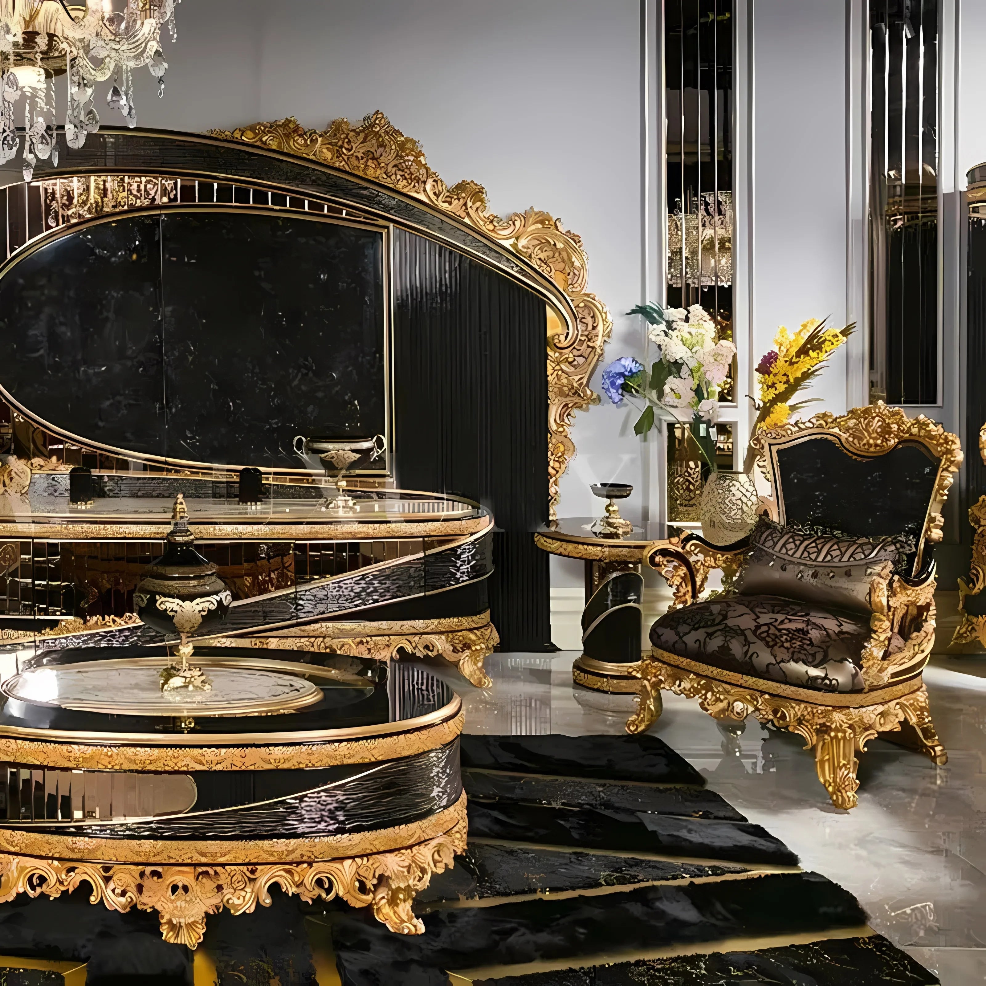 European Style Solid Wood Carved Sofa: High-End French Villa Custom Fabric Sofa for Living Rooms.