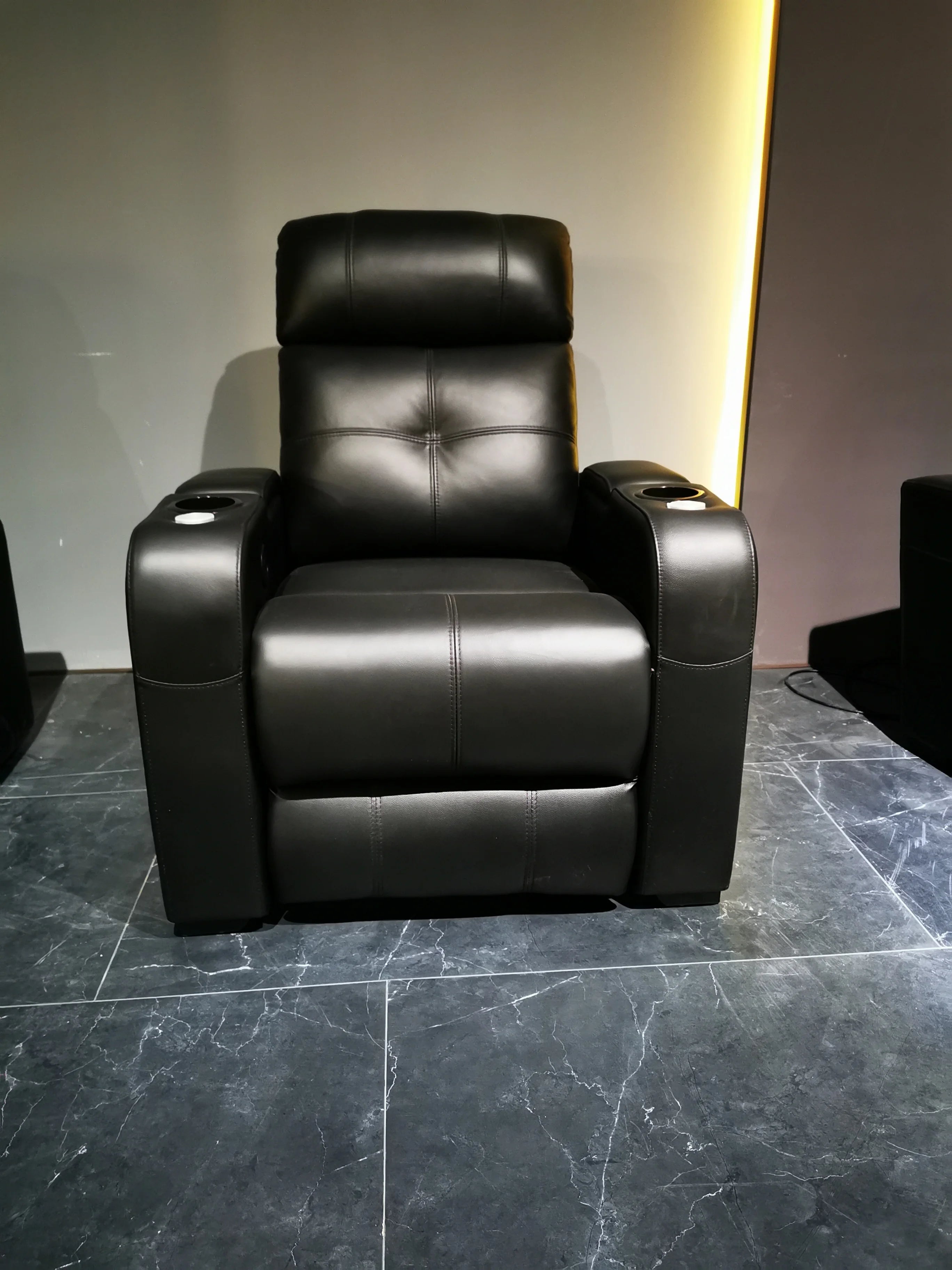 Wholesale luxury home theater seating furniture real leather recliner chairs power headrest movie sofa with massage
