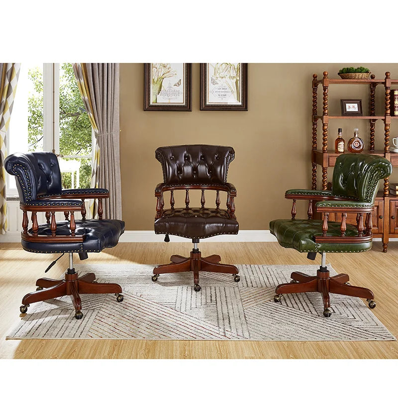 Solid Wood Computer Chair Leather Home Furniture Living Room Office Liftable Rotatable Desk Chair дизайнерская мебель muebles