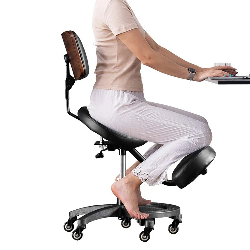 Ergonomic Saddle Office Chair with Adjustable Posture & Wheels