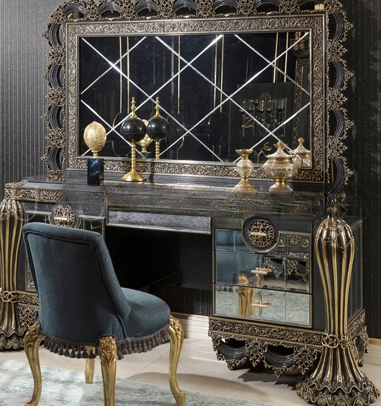 Italian Solid Wood Carved Bed – European Wedding Design, Large Backrest, Luxury Custom Double Bed