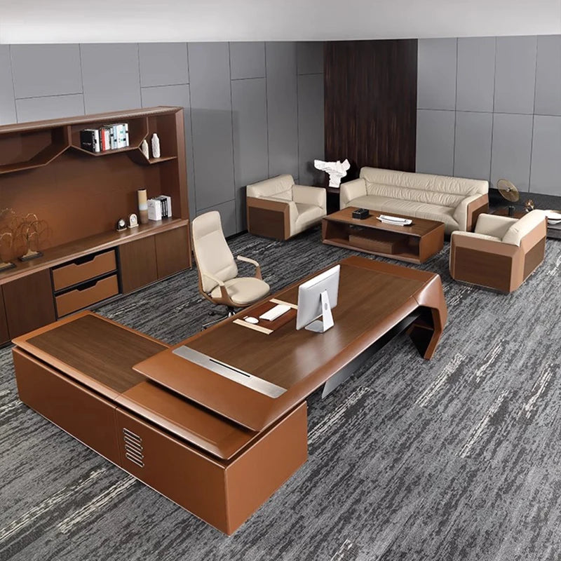 Shaped Office Desk Luxury Mesa Desktops Bureau Workbench Monitor Executive Conference School Table Ordinateur Office Furniture