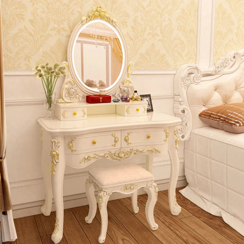 Nordic Luxury Drawer Mirror Vanity Dresser
