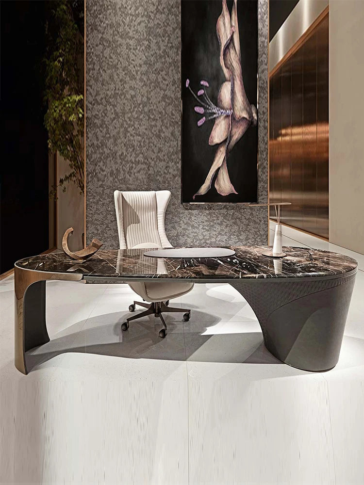Accessible Luxury Marble Writing Desk – Classy Italian Normcore Design
