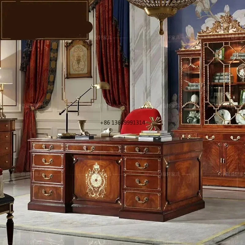 Italian Neoclassical Desk European Solid Wood Computer French Villa Furniture Customization Home Table Carved