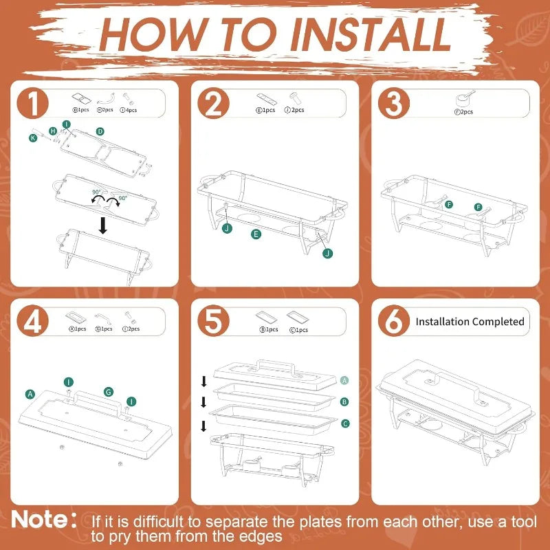 9QT Chafing Dish Buffet Set – Stainless Steel Catering Servers and Warmers with Foldable Frame