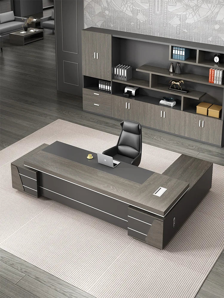 Modern Boss Desk and Chair Set – Office Furniture for Managers, Large and Simple Design