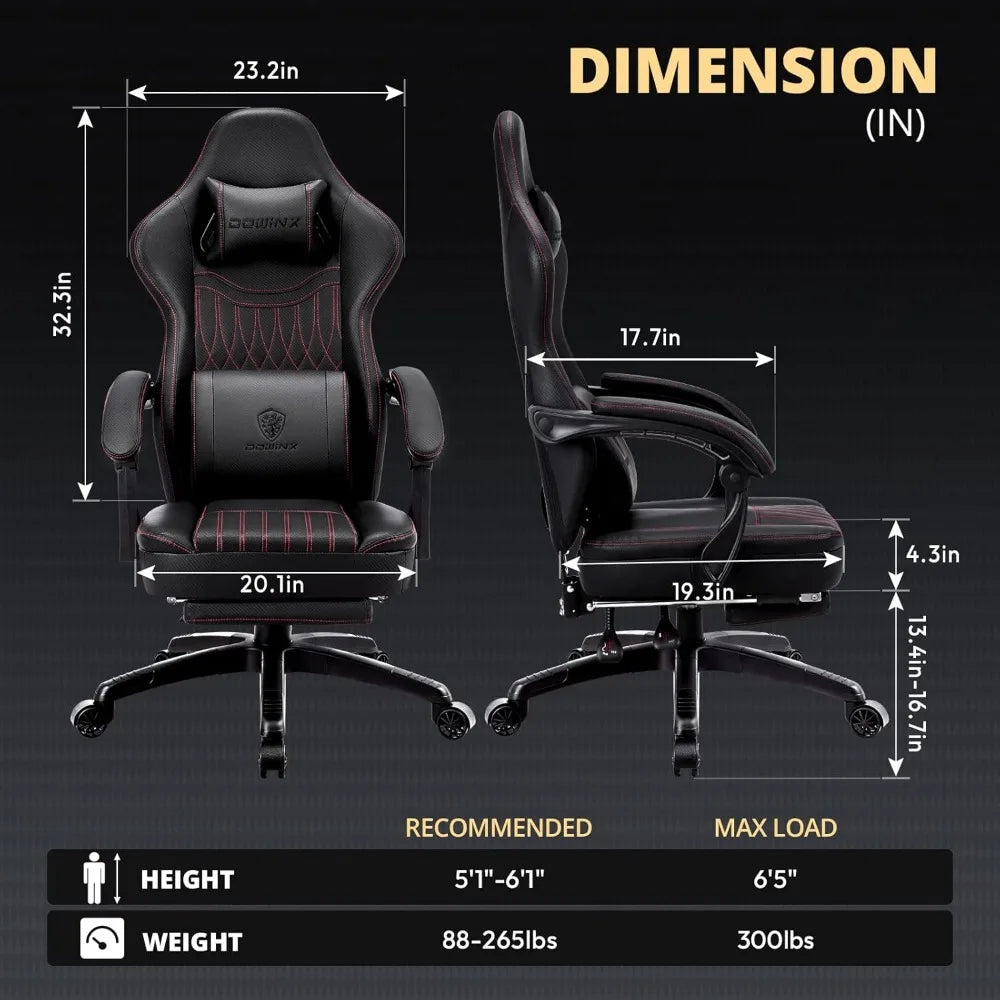 Breathable PU Leather Gamer Chair, with massage lumbar support