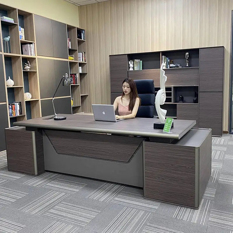 Luxury 2024 Modern European Simple Large Shift Desk, Chair, Combined Office Furniture