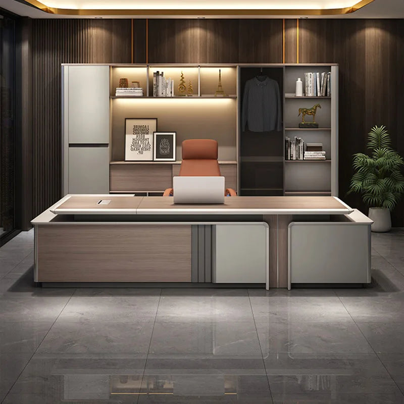 Boss Writing Office Desk – Luxury Corner Desk with Storage, Reception Desk, Drawers