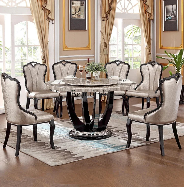Marble round Simple Fashion Modern Dining Table Combination