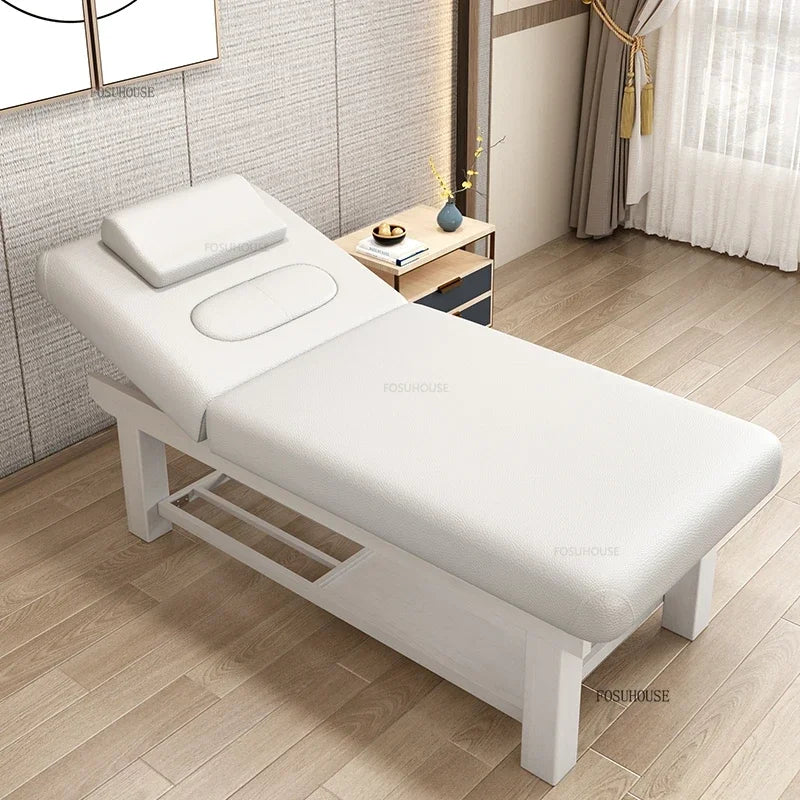 Beauty Salon Professional Massage Table – Luxury Solid Wood Massage Bed, European Salon Furniture, Home Spa & Tattoo Bed