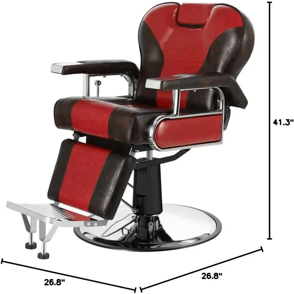 Heavy Duty Barber Chair – Hydraulic Reclining Salon Styling Chair, 26.8" D x 26.8" W x 41.3" H