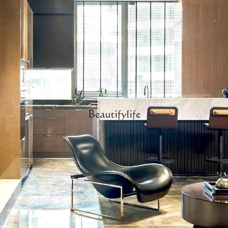 Italian minimalist single sofa lazy chair, Nordic living room duck tongue design recliner