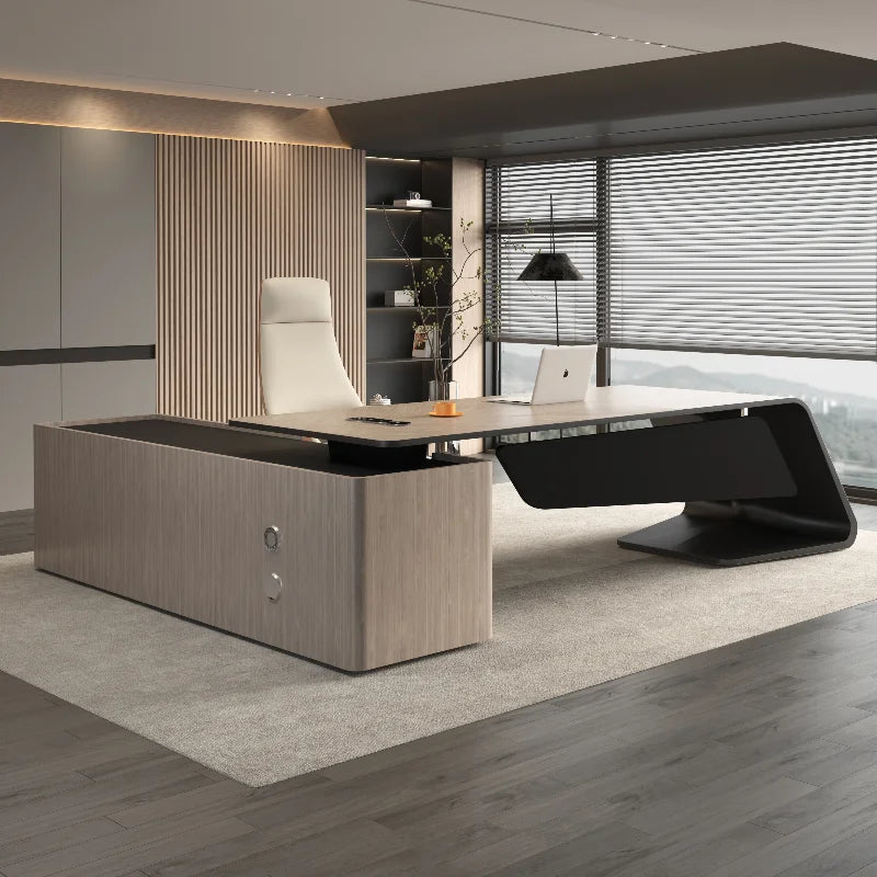 Executive Office Desk Wood Workstation Corner Reading Computer Writing Home Study Desks L Shaped Gaming Office Furniture