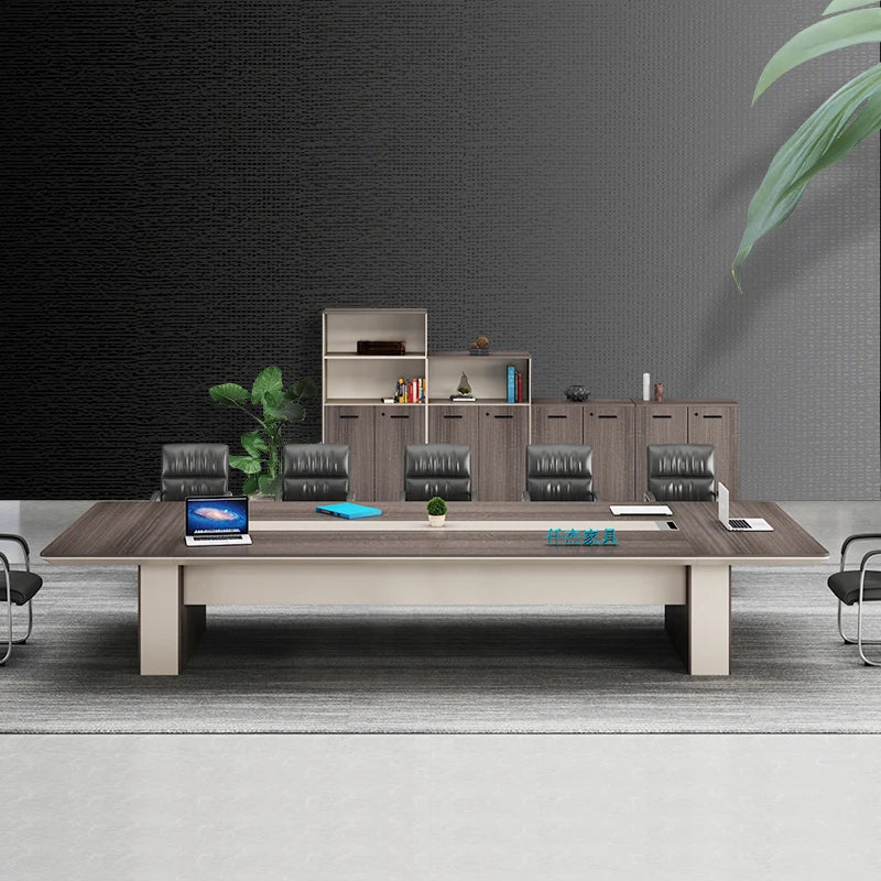 Modern Office Conference Table with Chairs, Rectangular Design