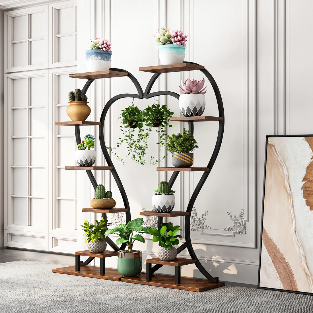 Modern Wooden Plant Stand – Multi-Layer Flower Rack for Living Rooms