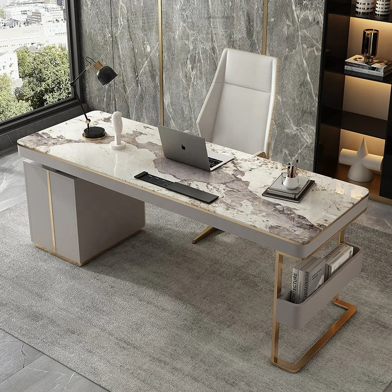 Modern Luxury Bespoke Office Table with Drawers – Custom Size for Workspace