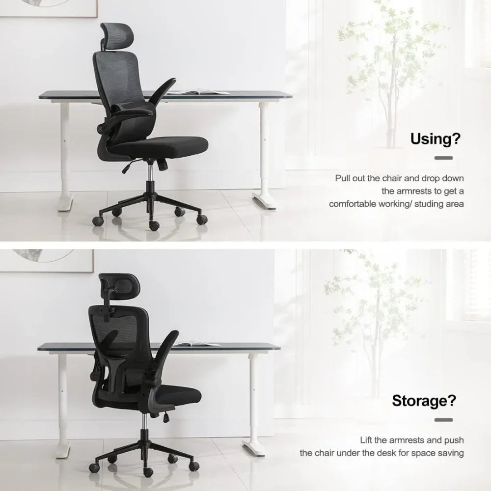Office Chair Height-Adjustable Ergonomic Desk with Lumbar Support, Breathable Mesh Computer High Back Swivel Task