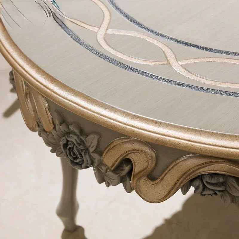 European style dining table and chair combination furniture customized rectangular table of solid wood for 6 people