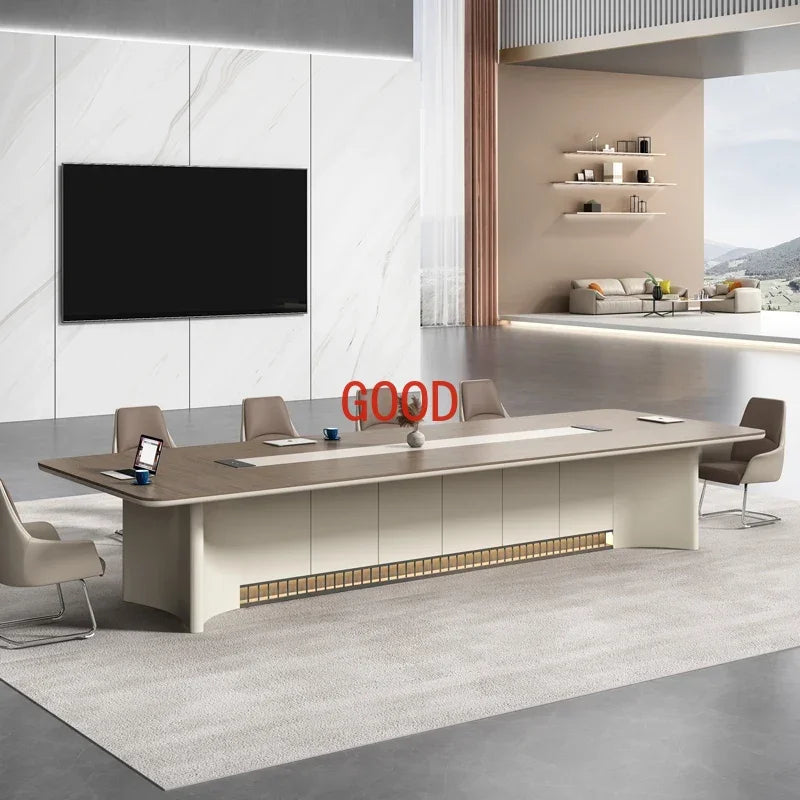 Lacquered Conference Long Table Large Luxury Reception Table Simple Modern Meeting Room Work Desk Training Office Furniture KMOD