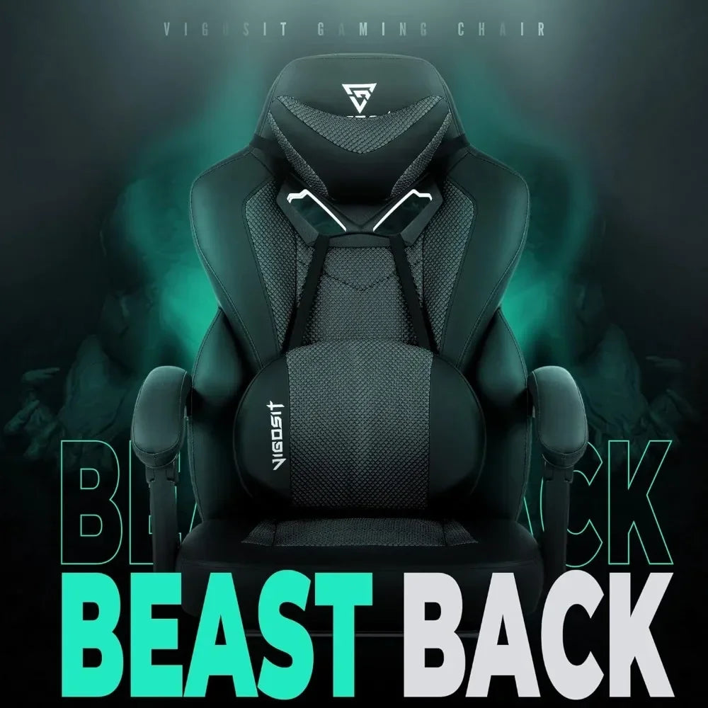 Gaming Chair- Gaming Chair with Footrest, Mesh Gaming Chair for Heavy People, Ergonomic Reclining Gamer Computer Chair for Adult