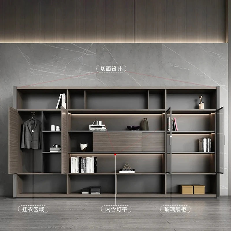 Office Desk File Cabinet Wooden Display Cabinet Light Office Drawers Strip Design Wall Mounted Cabinet Archivador Room Furniture