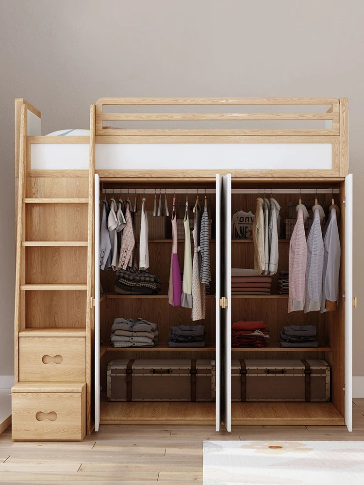 Solid wood wardrobe, bed, bed, desk, children&