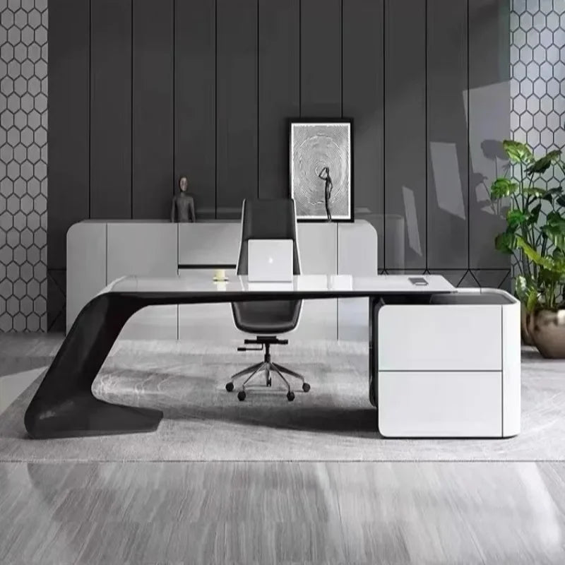 Bedroom & Conference Office Desk – Corner Executive, Light Luxury, Unique Stand-Up Computer Desk, Long Escritorio Furniture