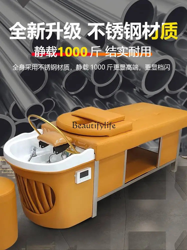 Thai Head Therapy Water Circulation Shampoo Chair Barber Shop for Hair Salon Fumigation Massage Couch
