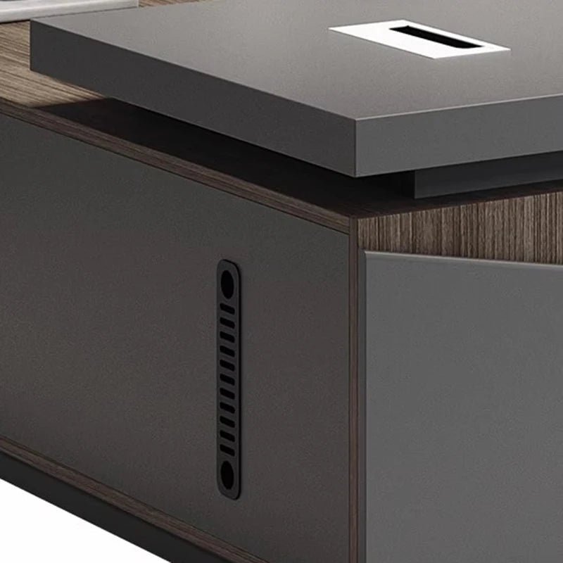 Luxury Office Desk: Modern Metal Storage with Corner Design