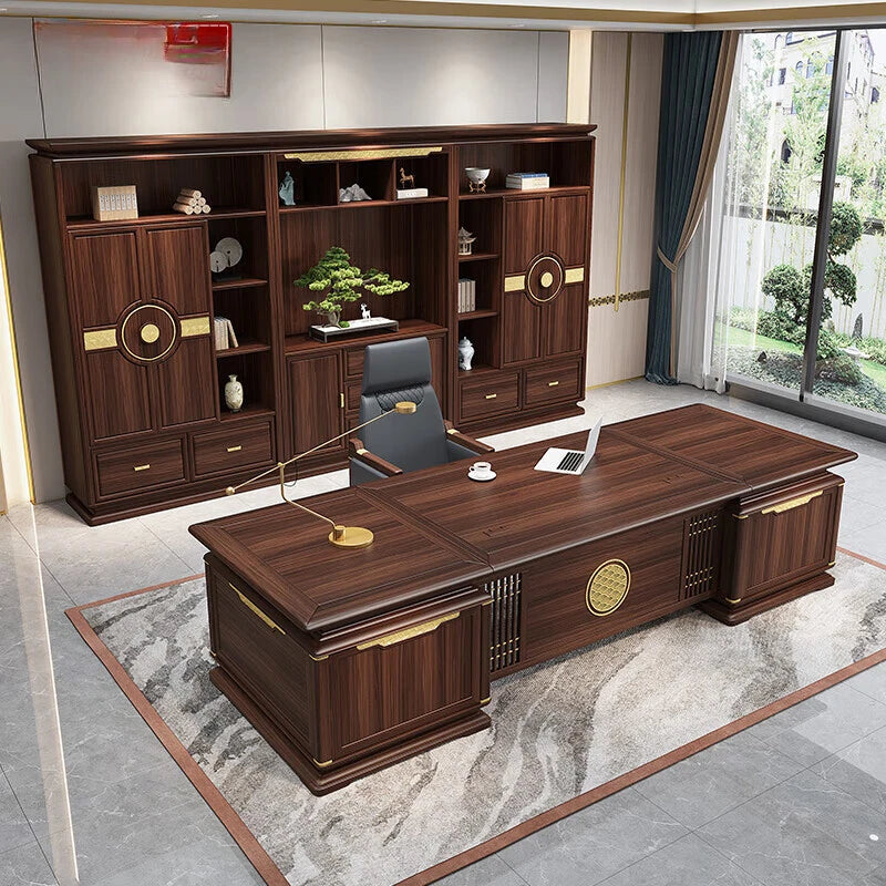 New Chinese-style solid wood boss desk and chair