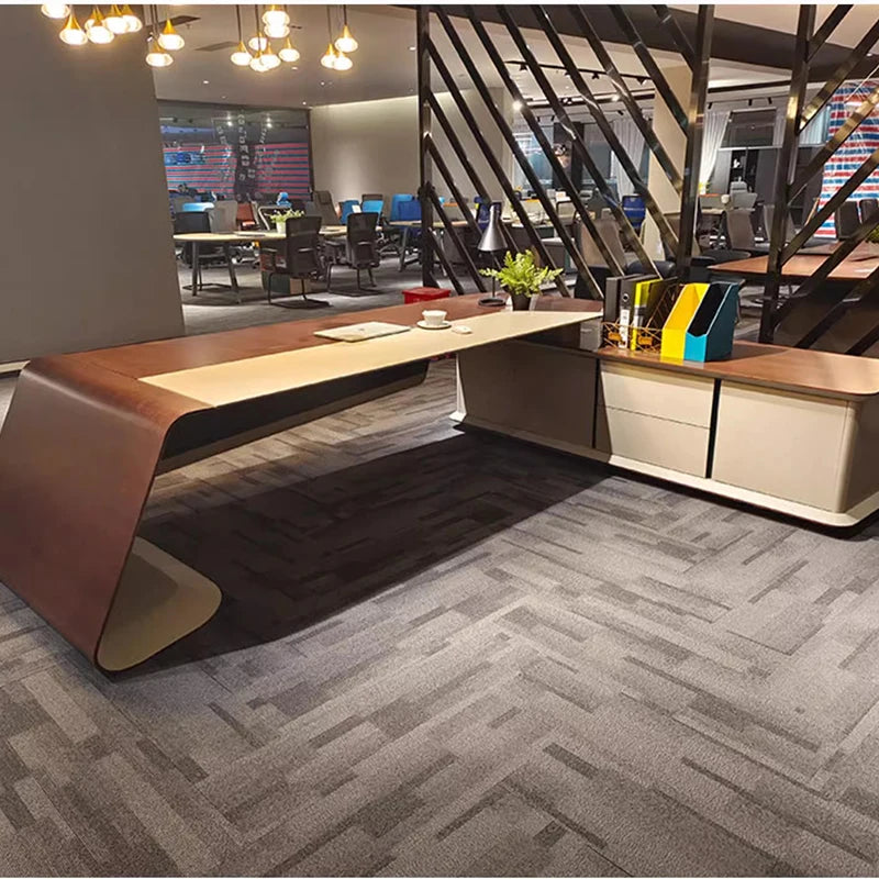 Aesthetic study and office desk with drawers, corner design, and organizer; perfect for meetings and home decor.