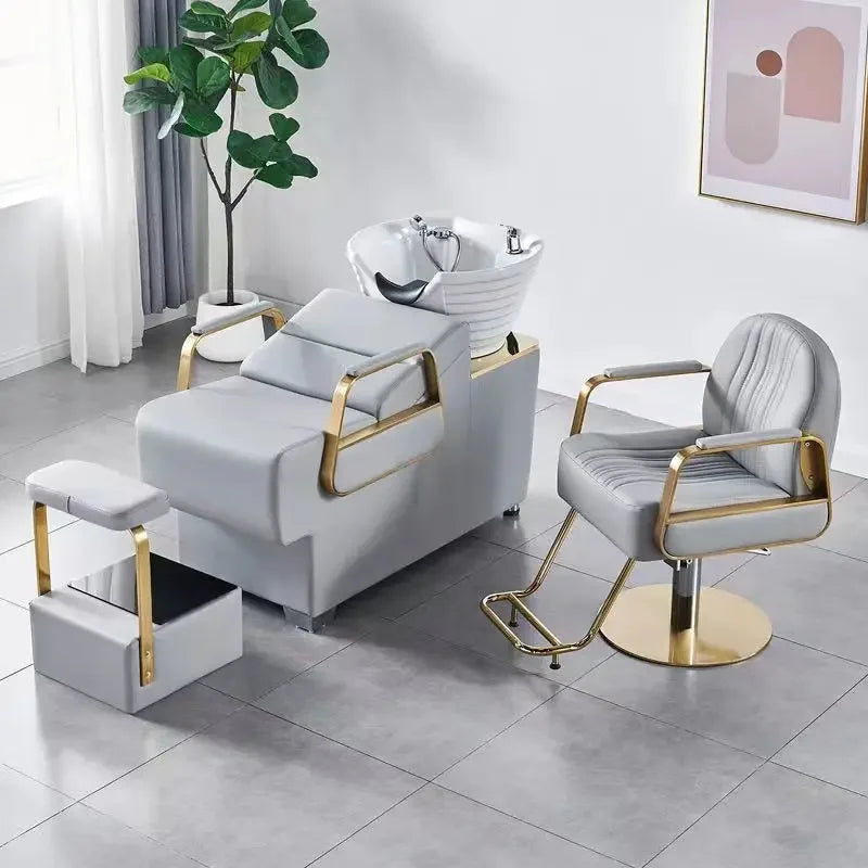 Barber Salon Shampoo Chair – Half-Lying Hair Wash Bed, Light Luxury for Hair Salons