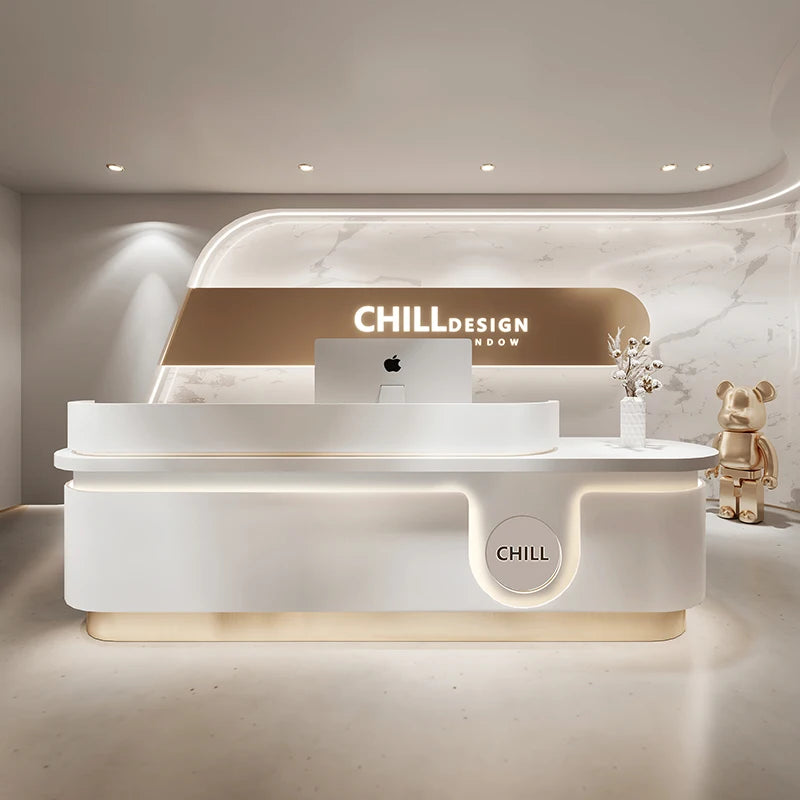 Modern Reception Counter and Aesthetic Decor for Hairdressing
