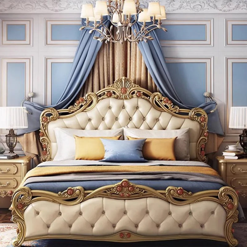 High-End European Queen Bed Frame – Luxury King Size with Elegant Edges