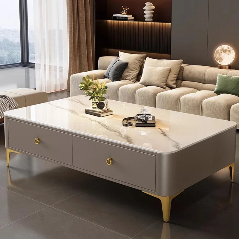 Light luxury slate coffee table with storage
