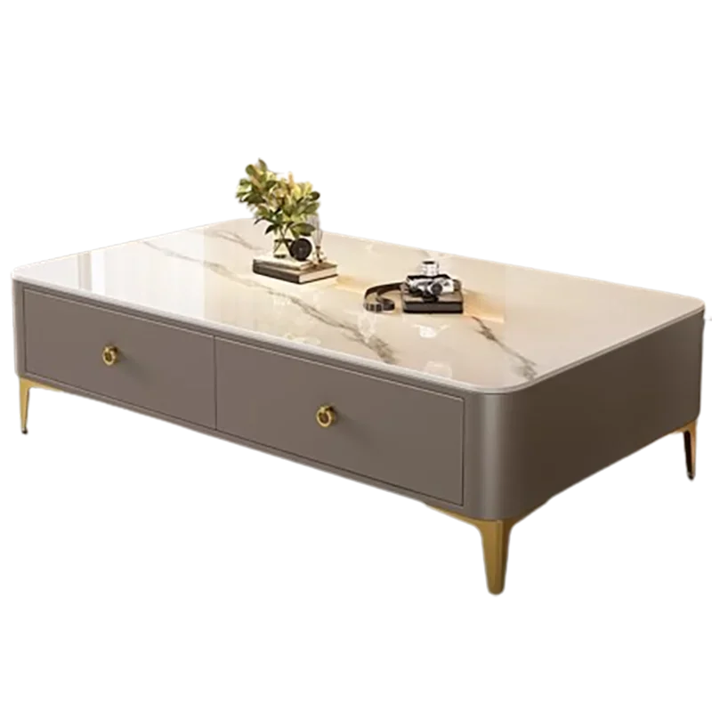 Light luxury slate coffee table with storage