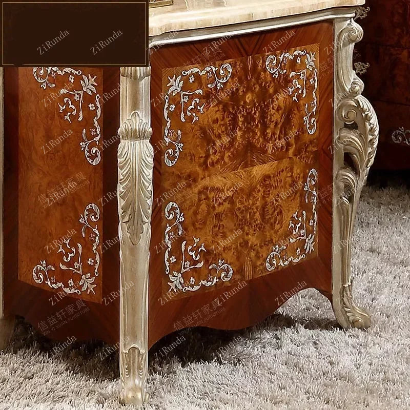 Customizable Luxury Desk and Chair Set with Solid Wood and Marble