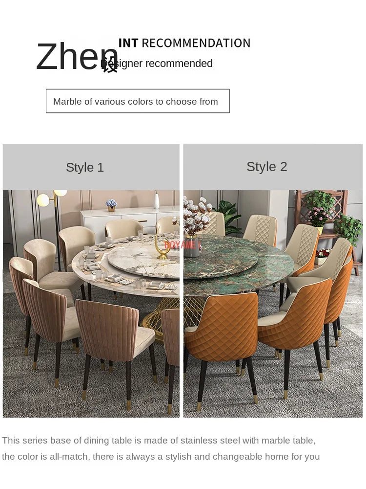 Custom-made luxury marble round table—large enough for 10-15 people,