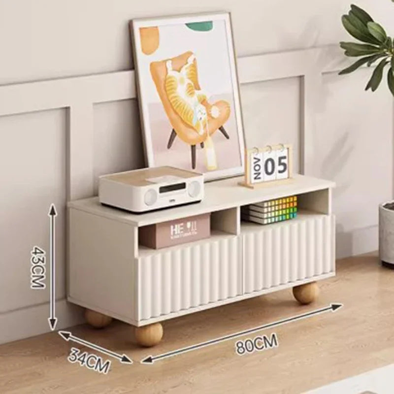 White Wooden TV Table – Modern Living Room Cabinet and Display Stand.