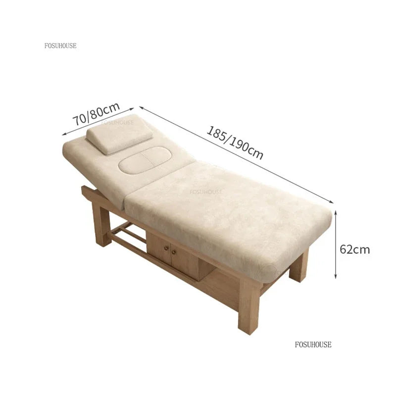 Beauty Salon Professional Massage Table – Luxury Solid Wood Massage Bed, European Salon Furniture, Home Spa & Tattoo Bed