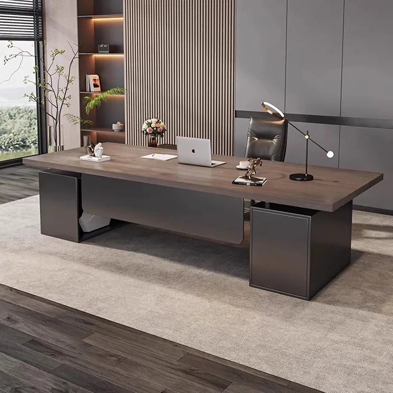 Luxury Office Desk with Drawers, L-Shaped Writing & Computer Desk, Organizers