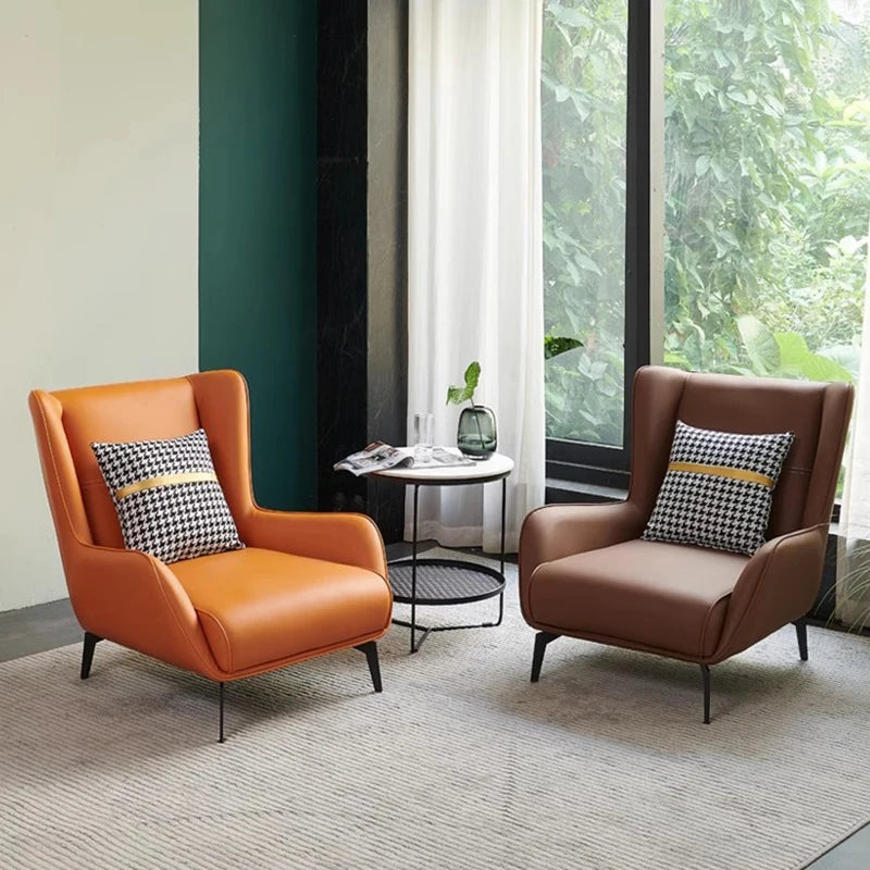 Nordic luxury living room chairs: leather European design