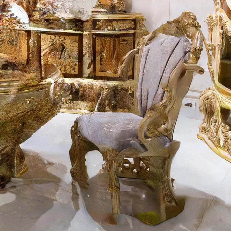 Customized European Dining Table 2023 New Light Luxury High end Solid Wood Household Rice Table French Retro Table and Chair Com