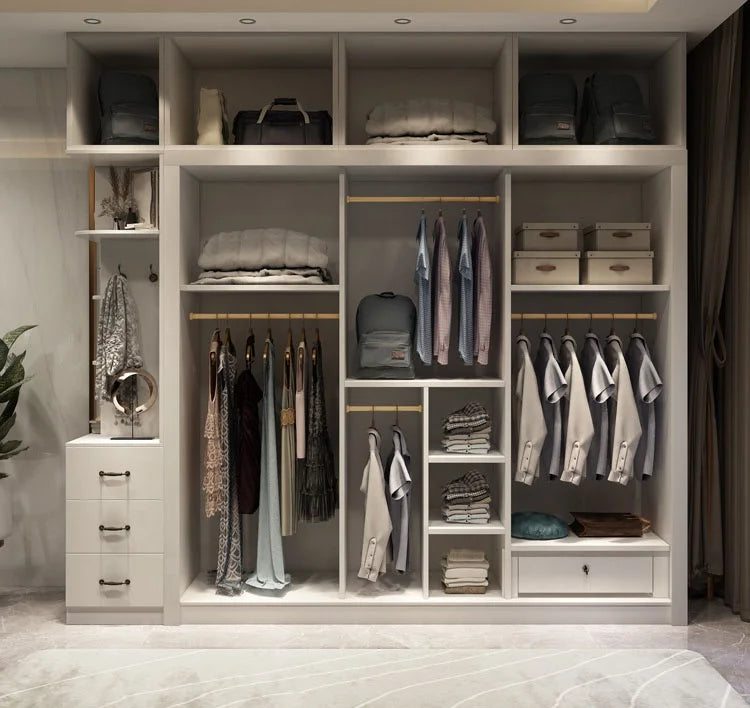 White wardrobe household rent house bedroom modern simple economic sliding door wardrobe
