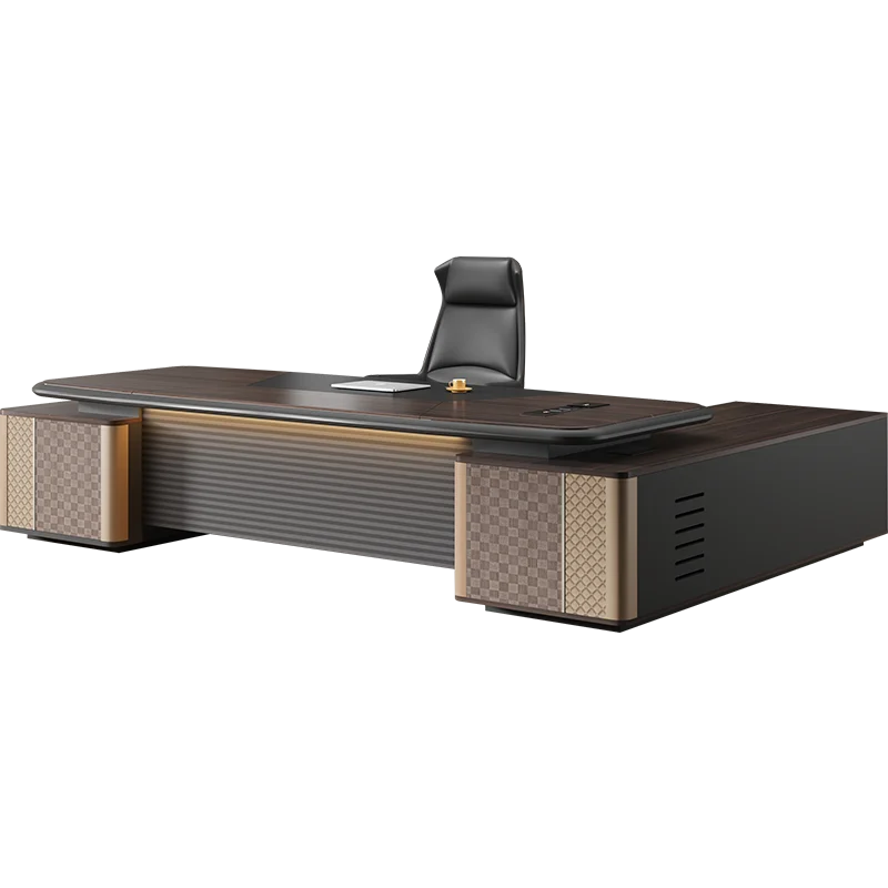 Minimalist executive office desk with shelves extender